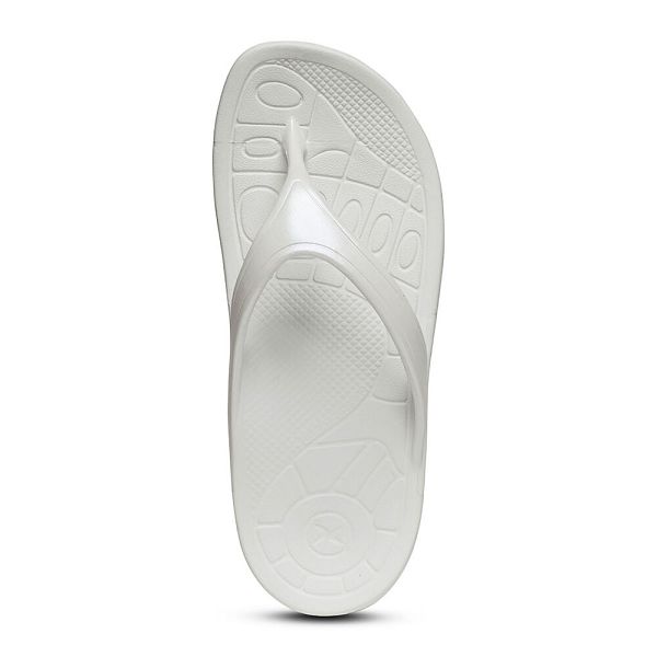 Aetrex Women's Fiji Orthotic Flip Flops White Sandals UK 6070-410